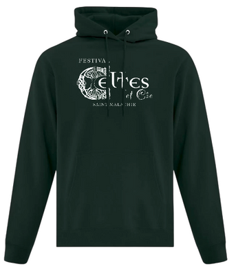 Coton ouaté vert forêt à capuchon – logo blanc