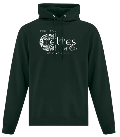 Coton ouaté vert forêt à capuchon – logo blanc