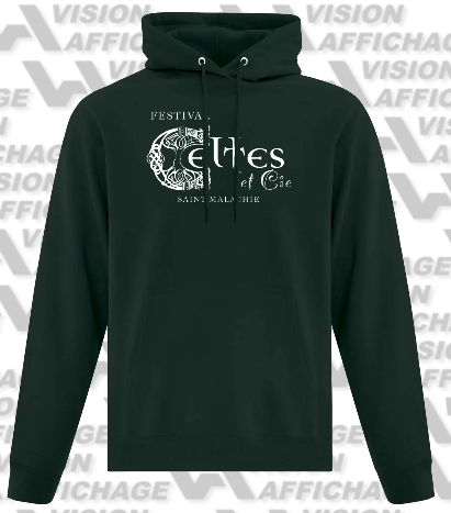 Coton ouaté VERT FORÊT avec capuchon - logo blanc